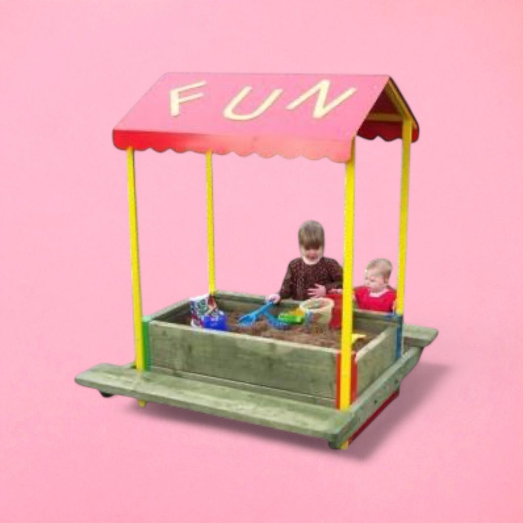 Two in one sand pit and picnic table