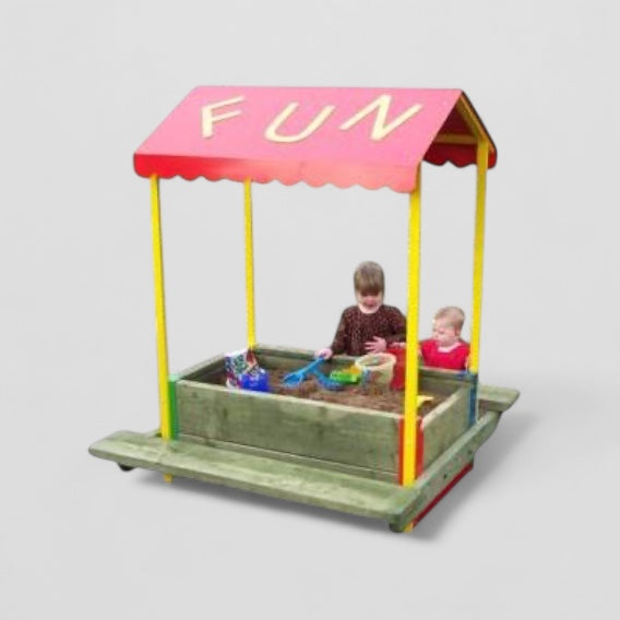 Two in one sand pit and picnic table