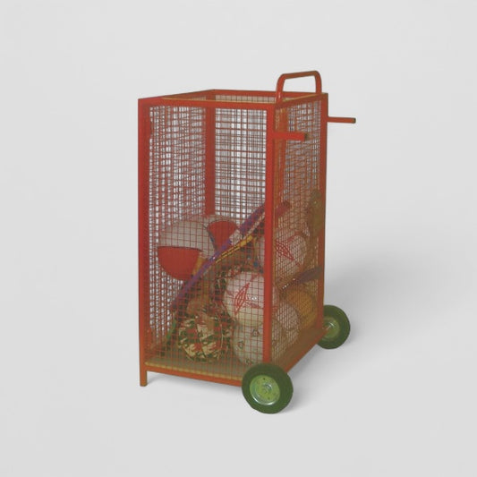 Upright mobile mesh sports cage trolley