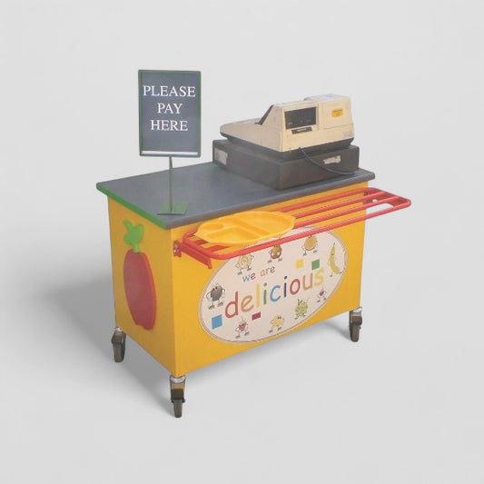 Till trolley with tray rest rail