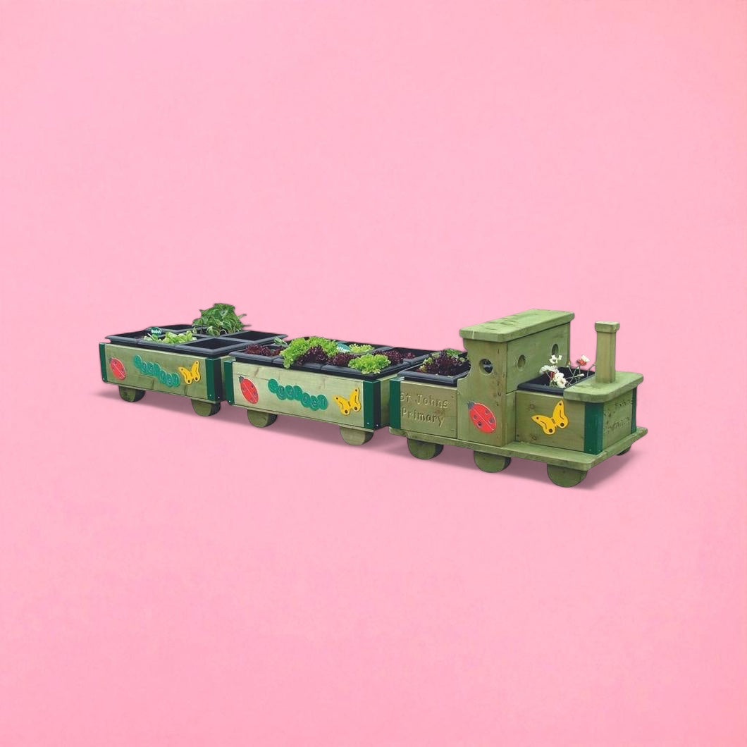 The garden express wooden train planter