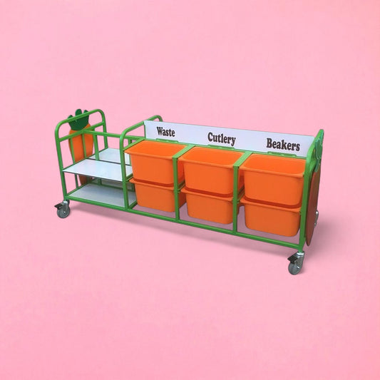 Double sided waste clearing trolley
