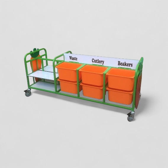 Double sided waste clearing trolley
