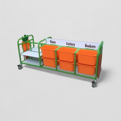 Double sided waste clearing trolley