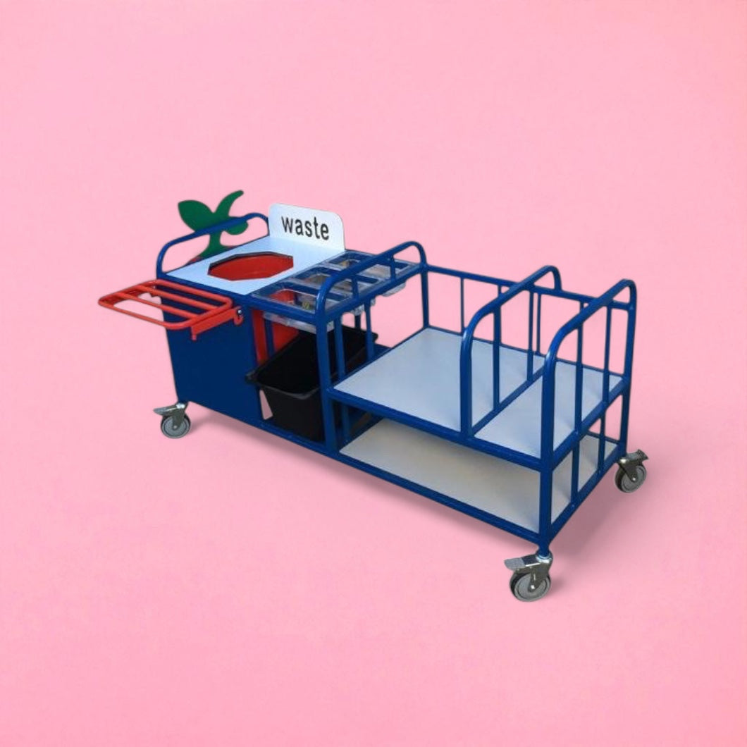 Combi clearing trolley with cutlery trays