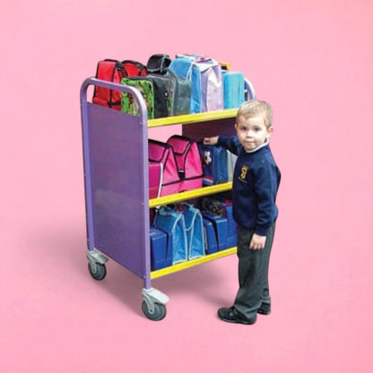 Double sided 30 box 3 tier aluminium lunchbox trolley
