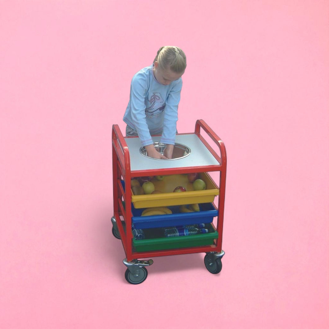 Child fruit washing station trolley