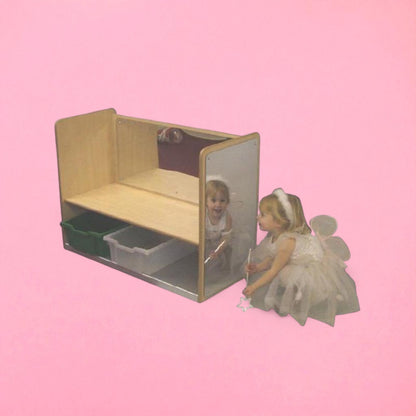 Mirrored bench storage unit