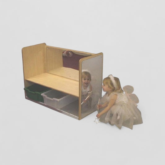 Mirrored bench storage unit