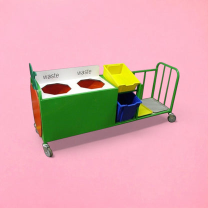 Extended panelled front clearing trolley with tray storage