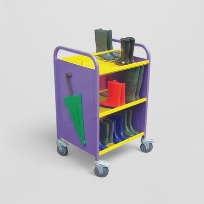 Compact cloakroom welly trolley