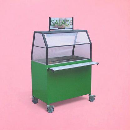 Single salad bar with sign & full hygiene shield