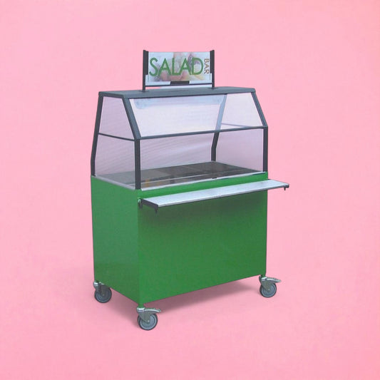 Single salad bar with sign & full hygiene shield