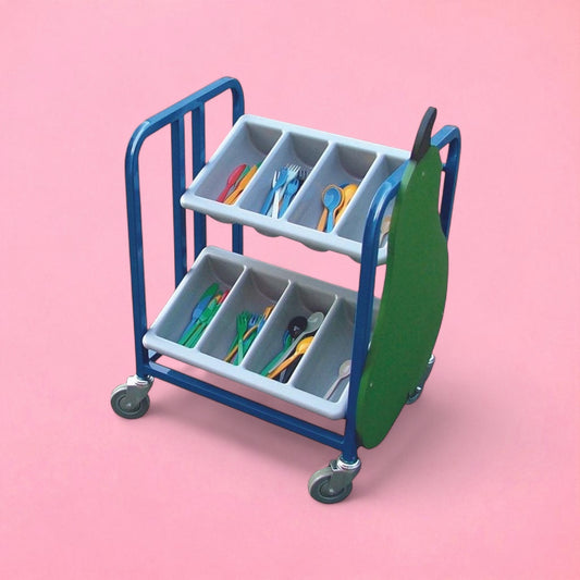 2 tier wheeled cutlery trolley