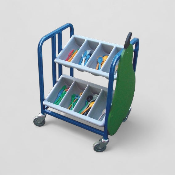 2 tier wheeled cutlery trolley