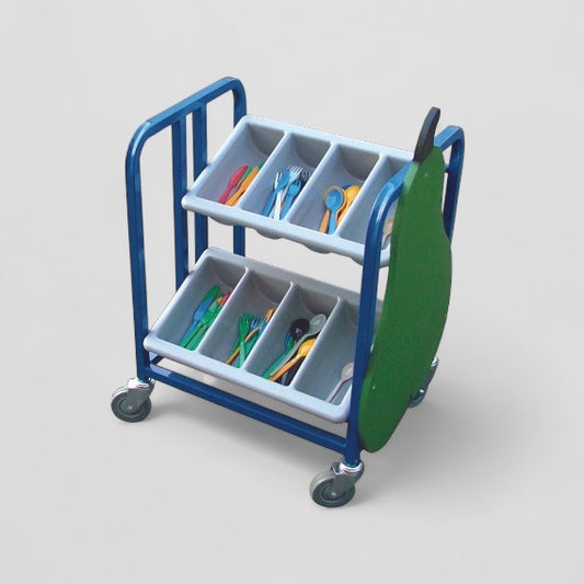 2 tier wheeled cutlery trolley