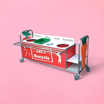 Large stainless steel waste trolley