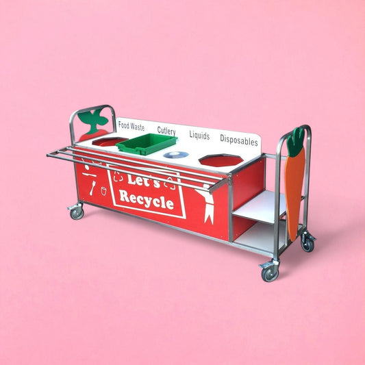 Large stainless steel waste trolley