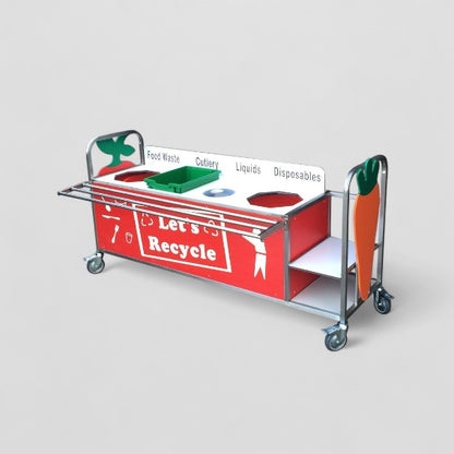 Large stainless steel waste trolley