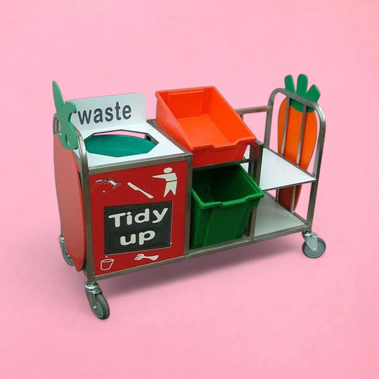 Small stainless steel waste trolley