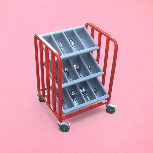 3 tier wheeled cutlery trolley