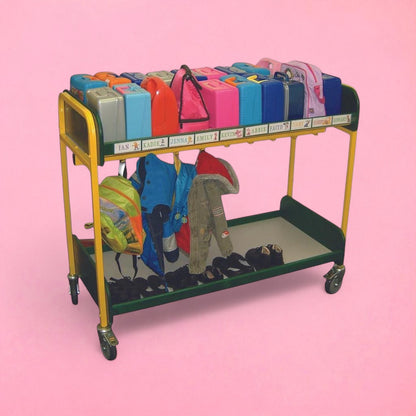 Multipurpose 20 lunch box & 20 hook cloakroom trolley
