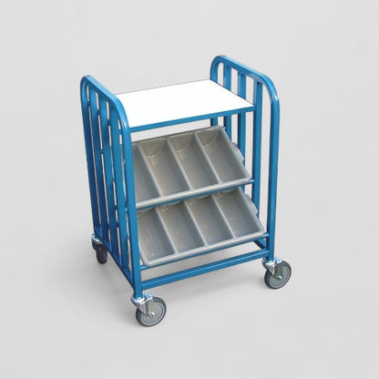 2 tier cutlery trolley with flat top shelf