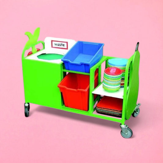Mini waste trolley with pull out shelf