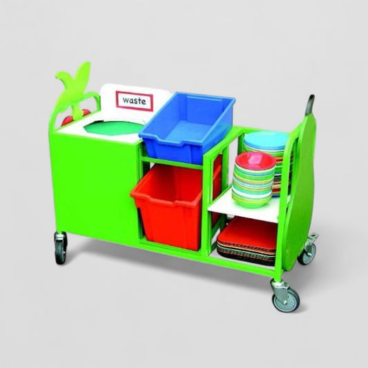 Mini waste trolley with pull out shelf