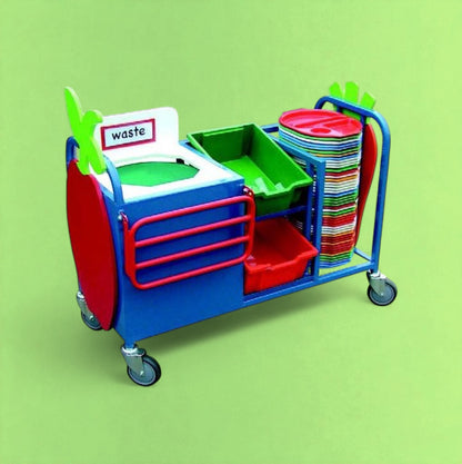 Mini waste trolley with tray runner