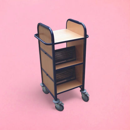 Compact double sided desk side trolley