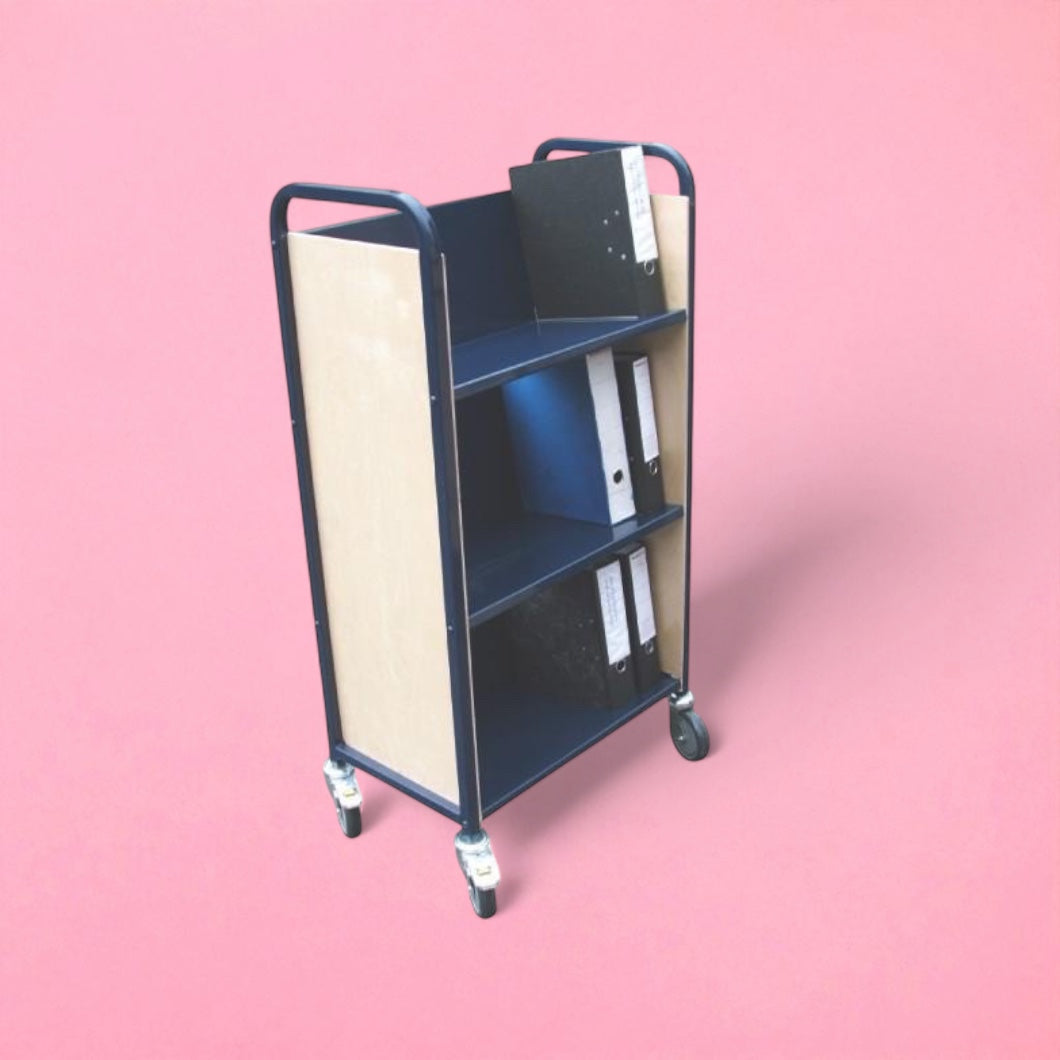 3 shelf lever arch file trolley
