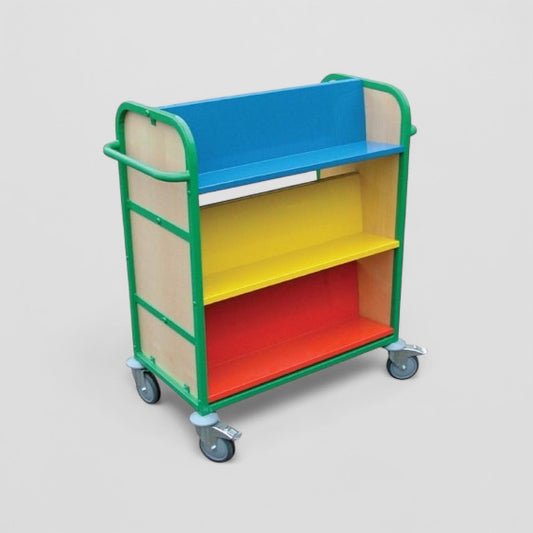 Multi coloured book trolley