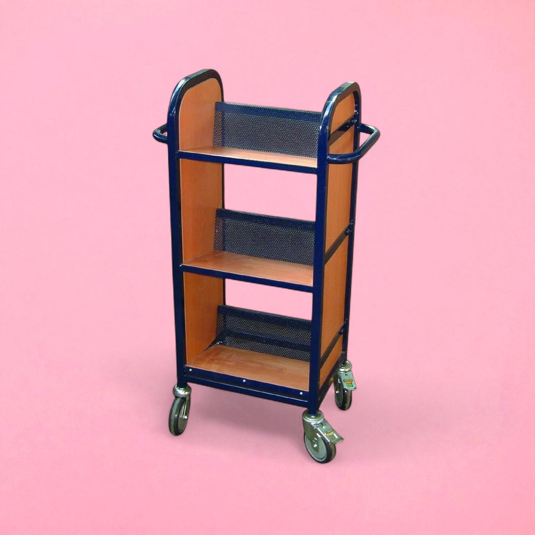 Single sided desk side trolley wood finish