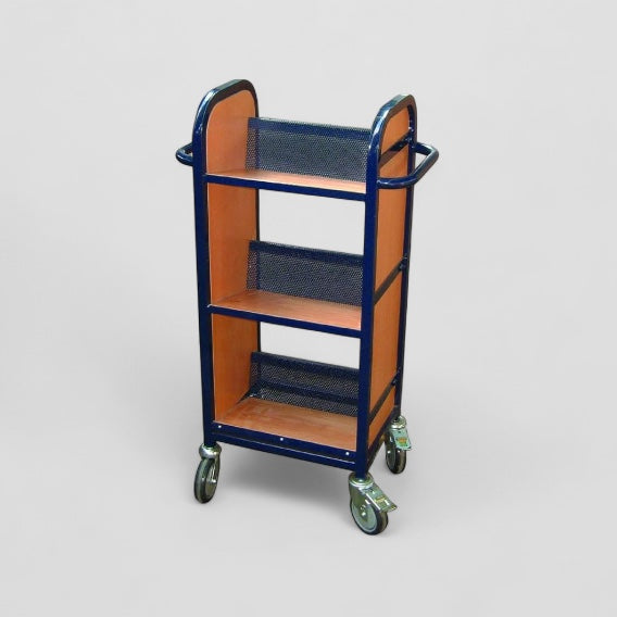 Single sided desk side trolley wood finish