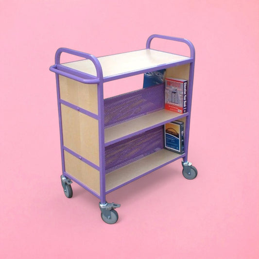 Double sided arrow trolley with flat shelf