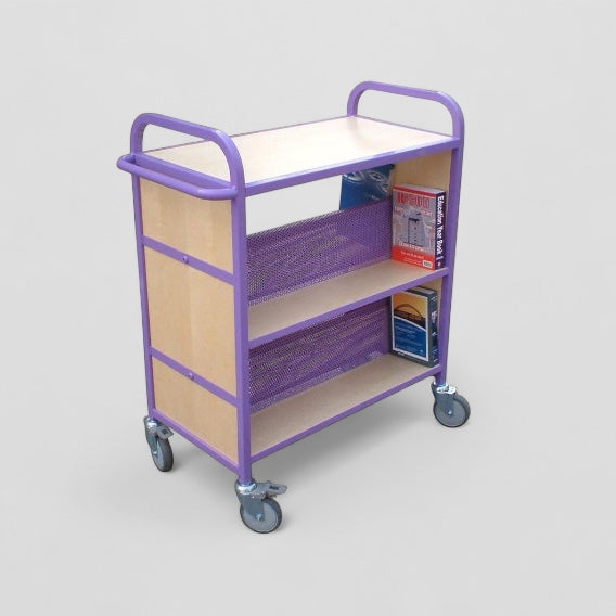 Double sided arrow trolley with flat shelf