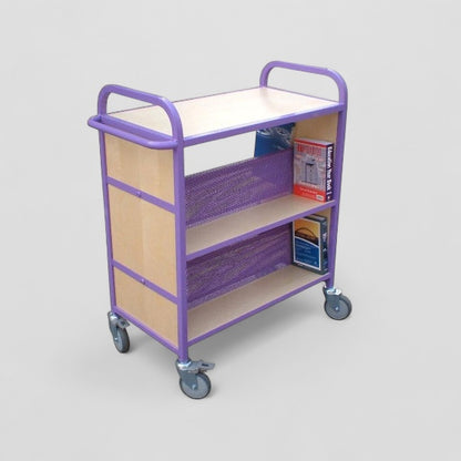 Double sided arrow trolley with flat shelf