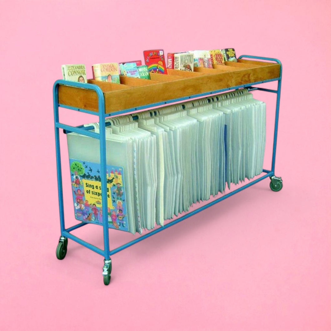 Single tier big book storage rail & bookshelf