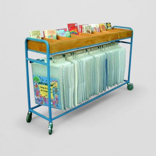 Single tier big book storage rail & bookshelf