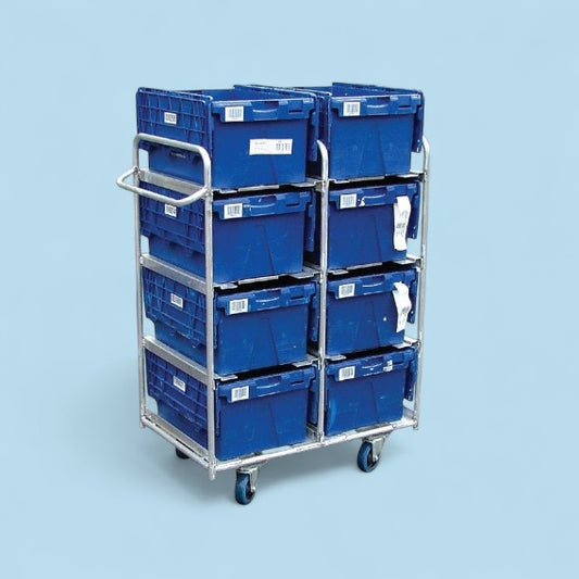 8 box aluminium trolley for boxes with lids
