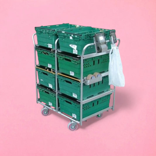 8 box aluminium picking trolley