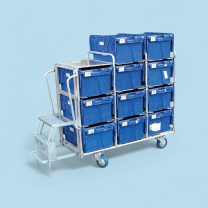 11 box aluminium step trolley