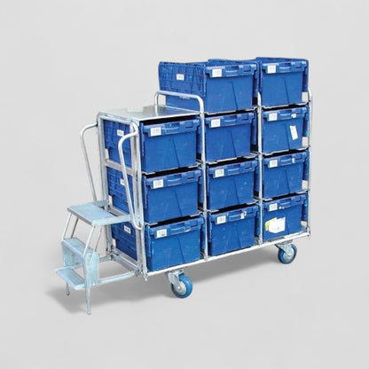 11 box aluminium step trolley