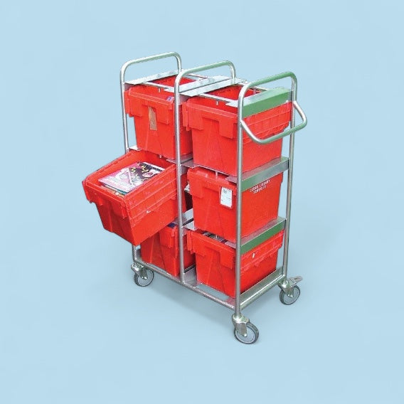 Small tote 8 box mild steel trolley