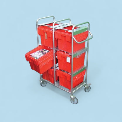 Small tote 8 box mild steel trolley