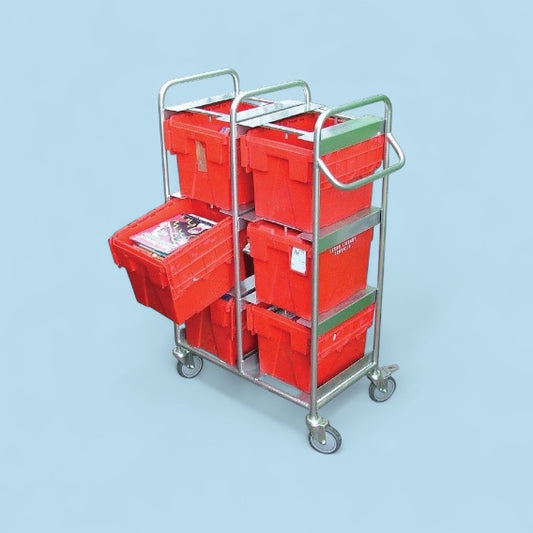 Small tote 8 box mild steel trolley
