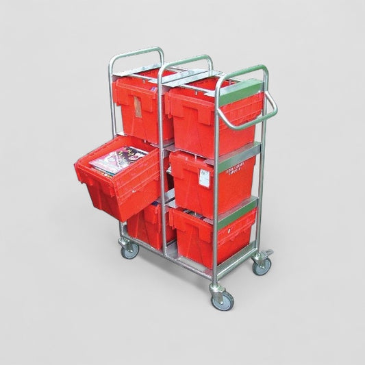 Small tote 8 box mild steel trolley