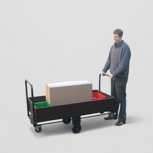 Box trolley with flip down sides