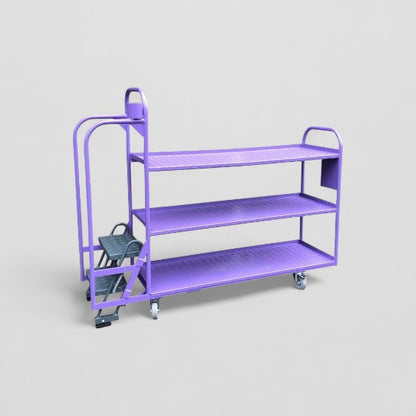 Three shelf step trolley